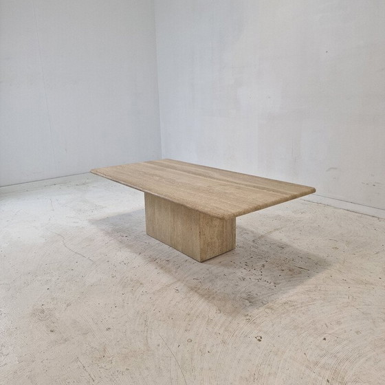 Image 1 of Table basse rectangulaire en travertin, Italie 1980