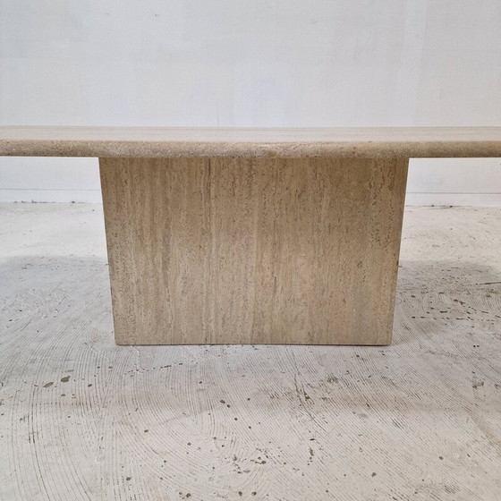 Image 1 of Table basse rectangulaire en travertin, Italie 1980