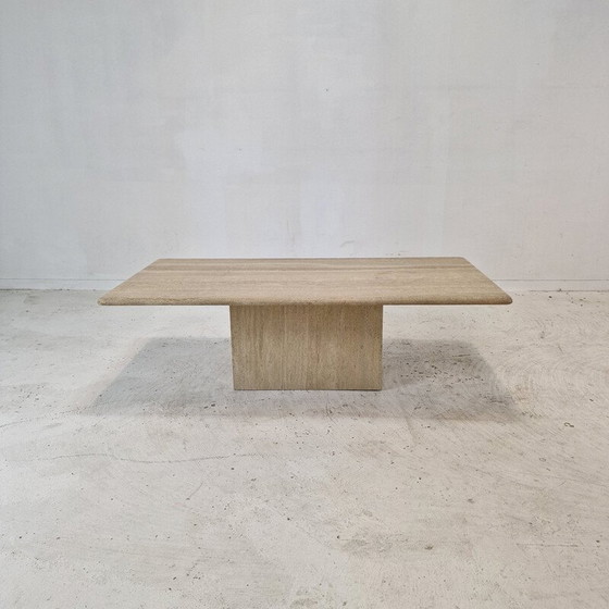 Image 1 of Table basse rectangulaire en travertin, Italie 1980
