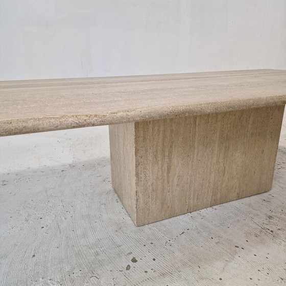 Image 1 of Table basse rectangulaire en travertin, Italie 1980