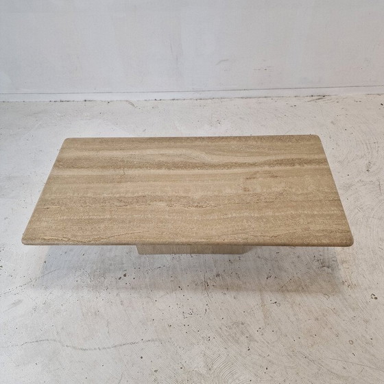 Image 1 of Table basse rectangulaire en travertin, Italie 1980