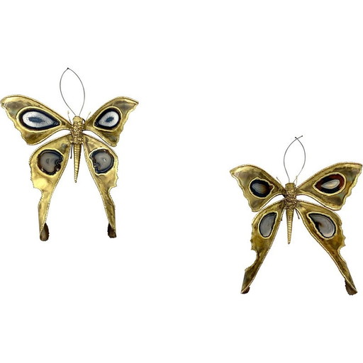 Paire d'appliques vintage Papillon par Henri Fernandez