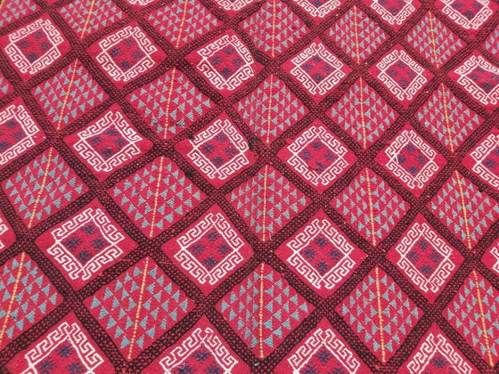 Image 1 of Tapis Margoum Rouge Fait Mains En Laine Naturelle Grande Taille