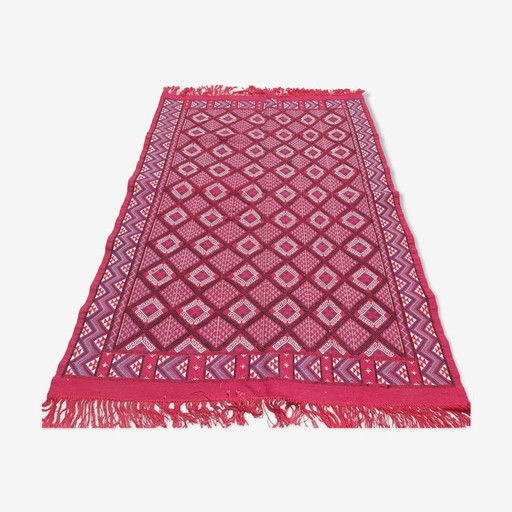 Tapis Margoum Rouge Fait Mains En Laine Naturelle Grande Taille