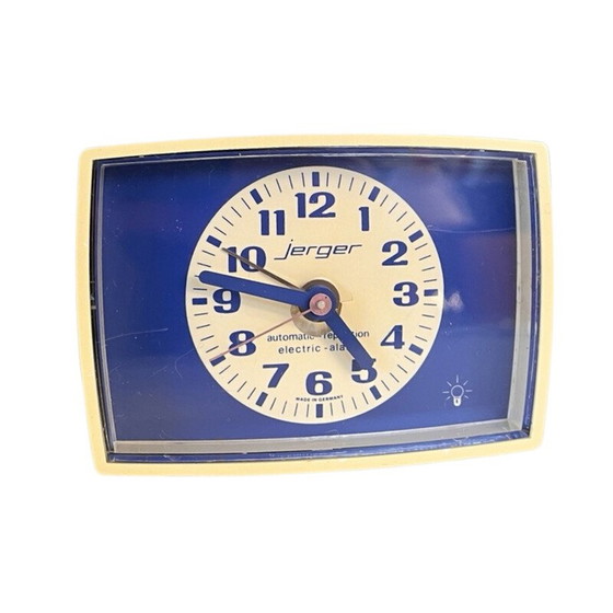 Image 1 of Horloge électrique Jerger vintage avec réveil en plastique beige, Allemagne 1970