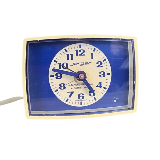 Image 1 of Horloge électrique Jerger vintage avec réveil en plastique beige, Allemagne 1970