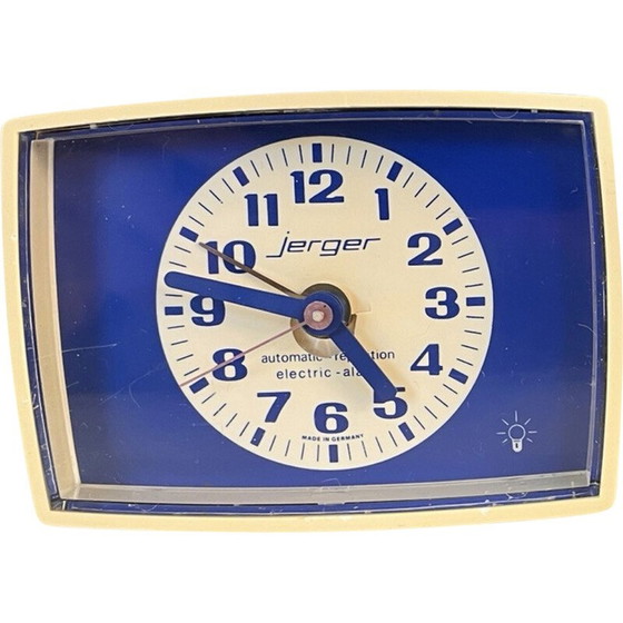Image 1 of Horloge électrique Jerger vintage avec réveil en plastique beige, Allemagne 1970
