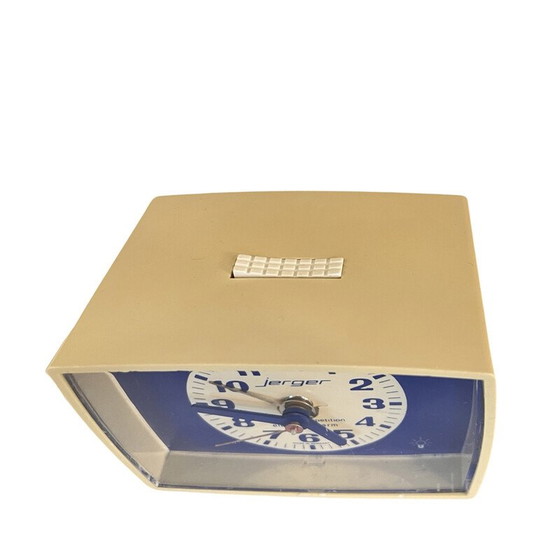 Image 1 of Horloge électrique Jerger vintage avec réveil en plastique beige, Allemagne 1970