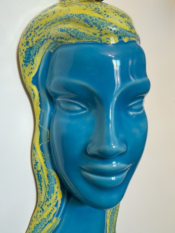 Image 1 of Applique Visage Pop Art Céramique Vintage 