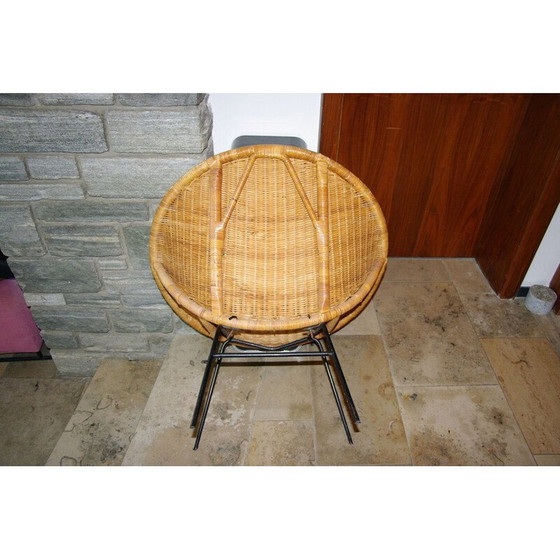 Image 1 of Fauteuil vintage en osier et métal, Italie 1960