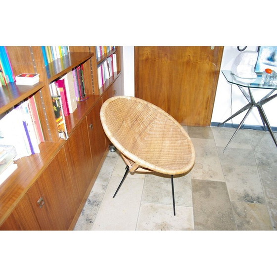 Image 1 of Fauteuil vintage en osier et métal, Italie 1960