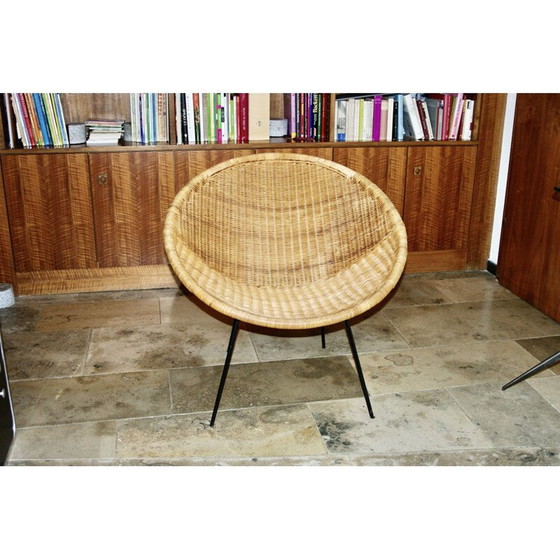 Image 1 of Fauteuil vintage en osier et métal, Italie 1960