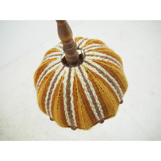 Image 1 of Lustre vintage en bois et tissu, Tchécoslovaquie 1960