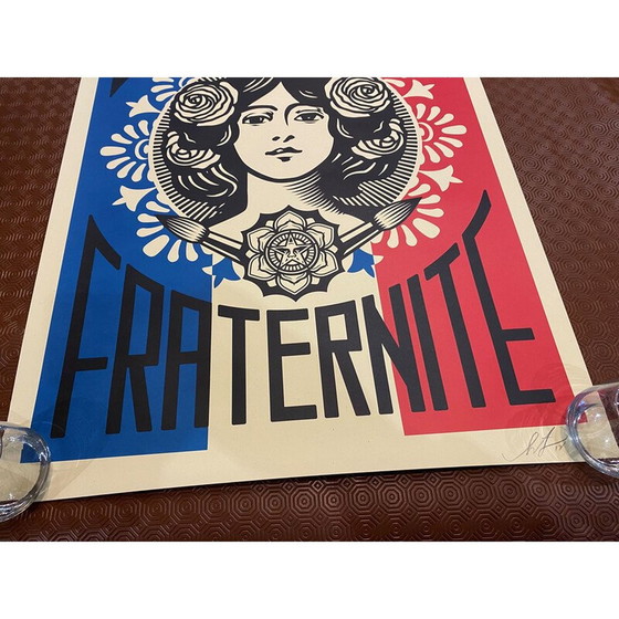 Image 1 of Vintage lithograph “Liberty Equality Fraternity” by Shepard Fairey, 2018