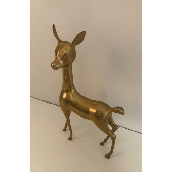 Image 1 of Cerf vintage en laiton, France 1970