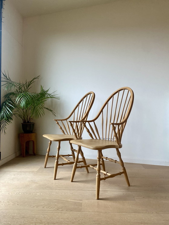 Image 1 of Lot de 6 chaises de bar Windsor vintage, fabriquées en Slovénie