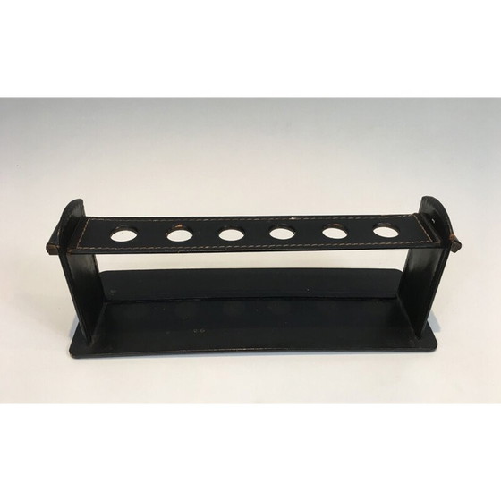 Image 1 of Porte-pipes vintage en cuir noir 1950