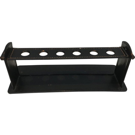 Porte-pipes vintage en cuir noir 1950