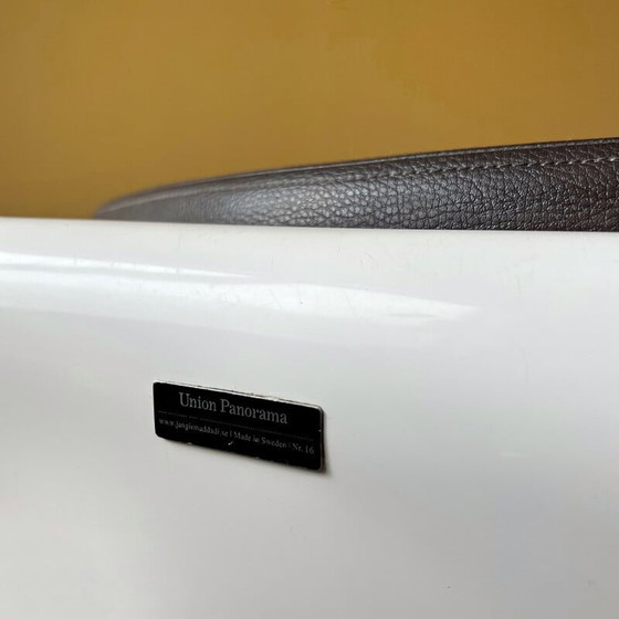 Image 1 of Ensemble de 5 bancs vintage en fibre de verre et cuir brun par Jangir Maddadi pour Union panorama, 2012