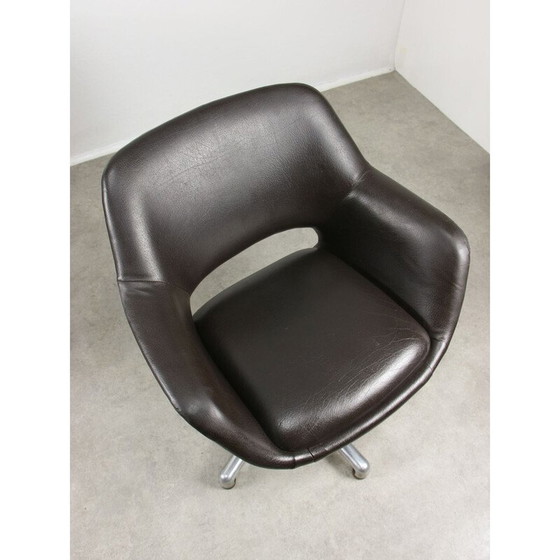 Image 1 of Chaise de bureau vintage en cuir brun chocolat, Italie