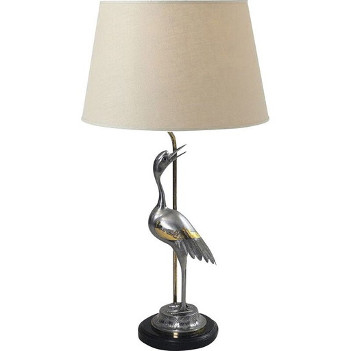 Lampe de table vintage en laiton chromé, Royaume-Uni 1970