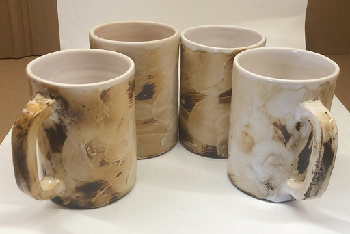 4x Tasses En Céramique Émaillée Galerie Palissy À Vallauris