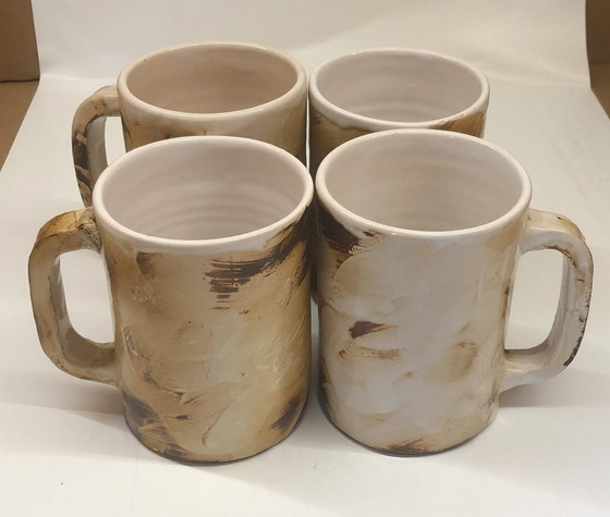 Image 1 of 4x Tasses En Céramique Émaillée Galerie Palissy À Vallauris