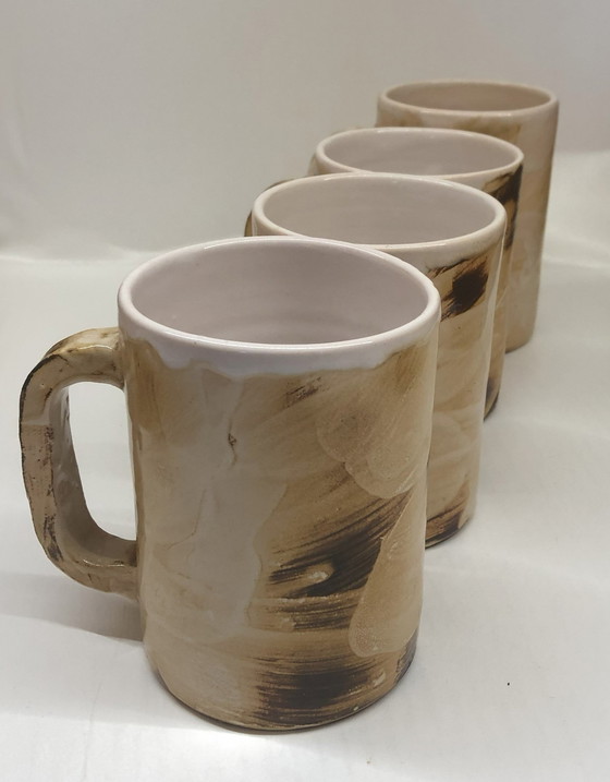 Image 1 of 4x Tasses En Céramique Émaillée Galerie Palissy À Vallauris