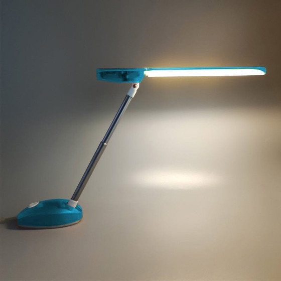 Image 1 of 1990S Gorgeous Blue Table Lamp "Microlight" By Ernesto Gismondi For Artemide. Fabriquée en Italie