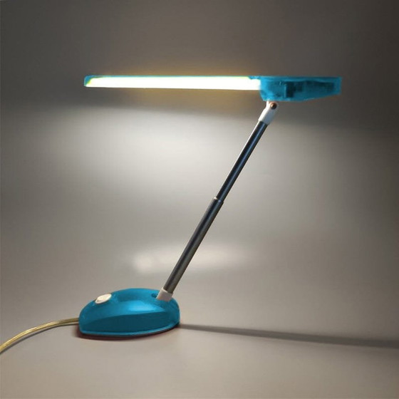 Image 1 of 1990S Gorgeous Blue Table Lamp "Microlight" By Ernesto Gismondi For Artemide. Fabriquée en Italie