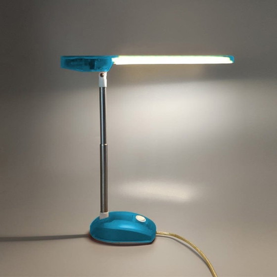 Image 1 of 1990S Gorgeous Blue Table Lamp "Microlight" By Ernesto Gismondi For Artemide. Fabriquée en Italie