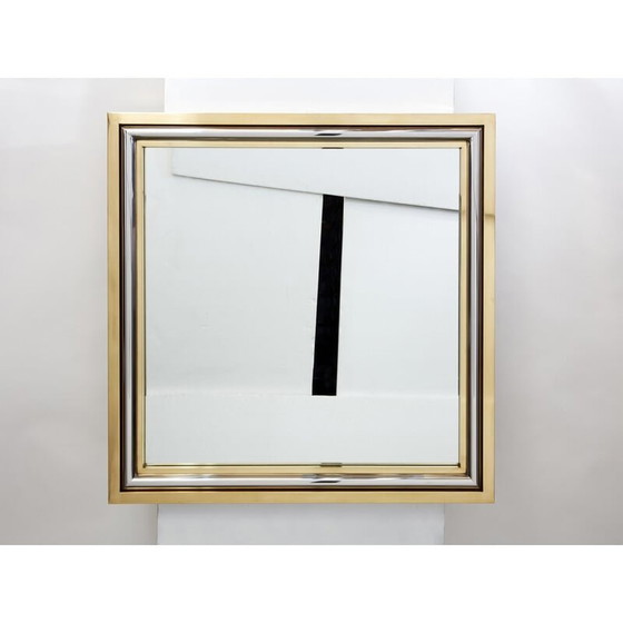 Image 1 of Miroir italien vintage en laiton et chrome par Romeo Rega, 1970