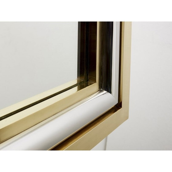 Image 1 of Miroir italien vintage en laiton et chrome par Romeo Rega, 1970