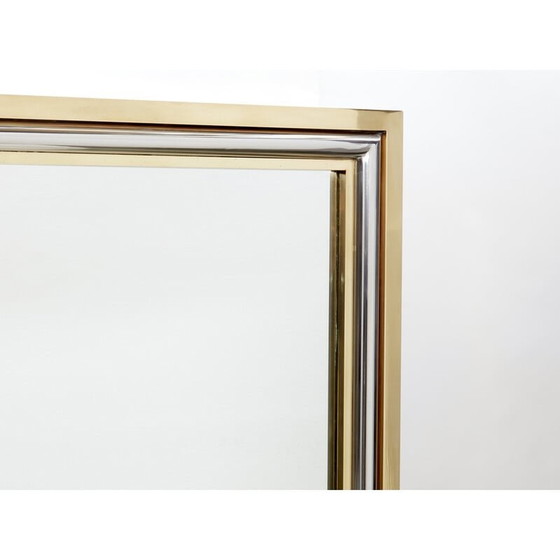 Image 1 of Miroir italien vintage en laiton et chrome par Romeo Rega, 1970