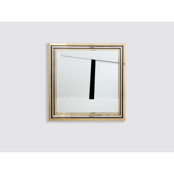 Image 1 of Miroir italien vintage en laiton et chrome par Romeo Rega, 1970