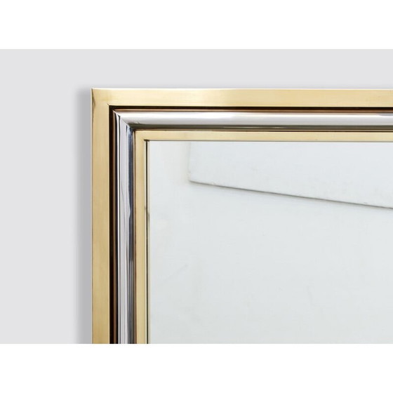 Image 1 of Miroir italien vintage en laiton et chrome par Romeo Rega, 1970