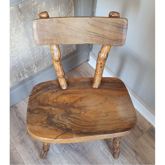 Image 1 of Brutalist vintage chair tree trunk in solid wood
