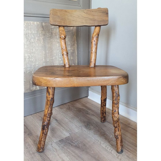 Image 1 of Brutalist vintage chair tree trunk in solid wood