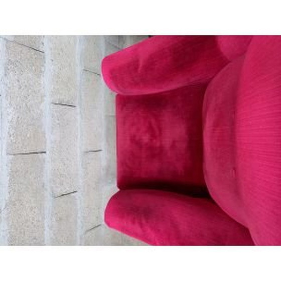 Image 1 of Paire de fauteuils vintage avec ottoman en velours, Italie 1950