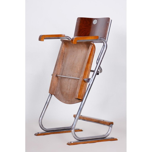 Fauteuil pliant vintage Bauhaus en contreplaqué de hêtre, Tchécoslovaquie, années 1930