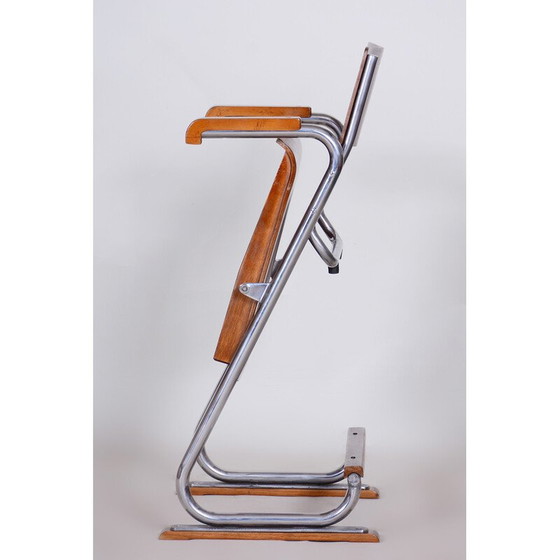 Image 1 of Fauteuil pliant vintage Bauhaus en contreplaqué de hêtre, Tchécoslovaquie, années 1930