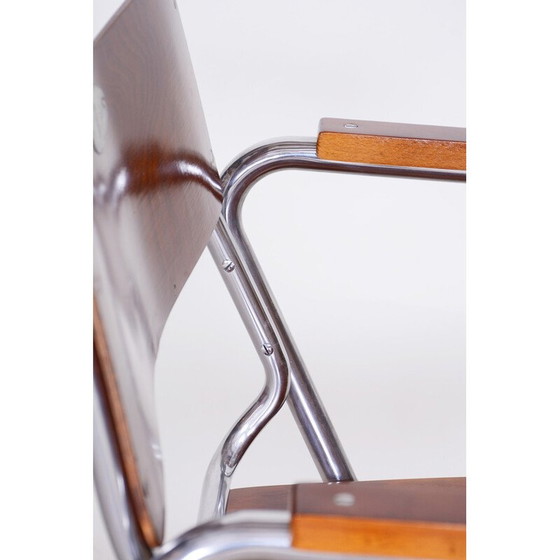 Image 1 of Fauteuil pliant vintage Bauhaus en contreplaqué de hêtre, Tchécoslovaquie, années 1930