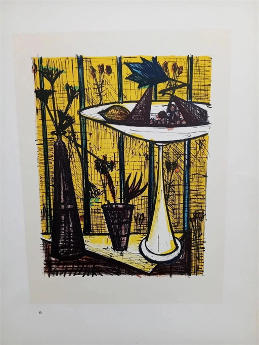 Bernard Buffet--Lithographie en couleurs--Vase Des Fleurs De 1967