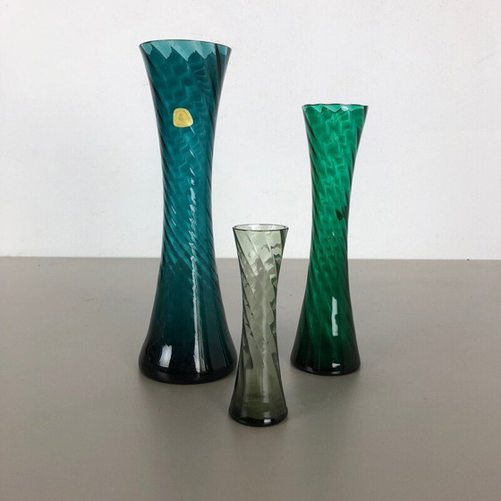 Image 1 of Ensemble de 3 vases vintage en cristal soufflé à la main par Alfred Taube, Allemagne 1960