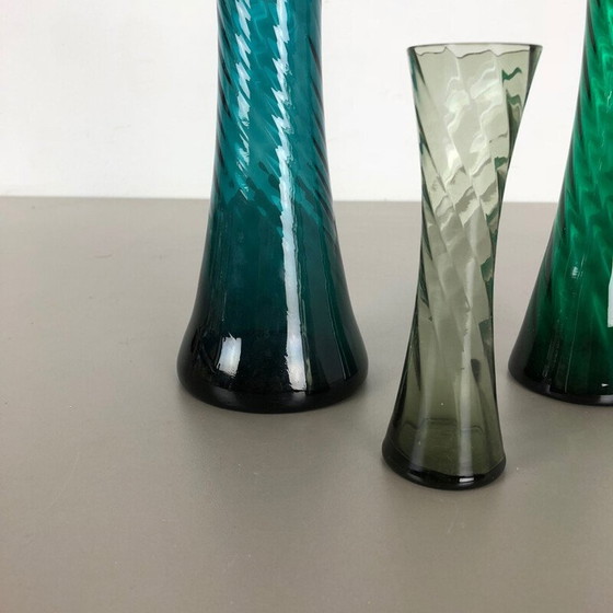 Image 1 of Ensemble de 3 vases vintage en cristal soufflé à la main par Alfred Taube, Allemagne 1960