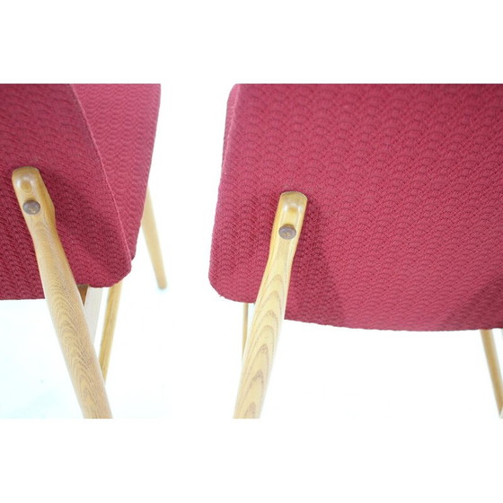 Image 1 of Ensemble de 6 chaises de salle à manger vintage en bois de frêne, Tchécoslovaquie années 1960