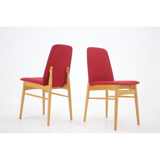 Image 1 of Ensemble de 6 chaises de salle à manger vintage en bois de frêne, Tchécoslovaquie années 1960