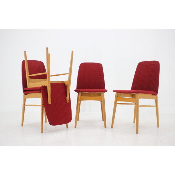 Image 1 of Ensemble de 6 chaises de salle à manger vintage en bois de frêne, Tchécoslovaquie années 1960