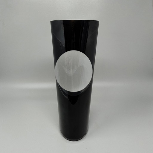 Vase noir de l'âge de l'espace de 1970S par Linea Glass. Fabriqué en Italie