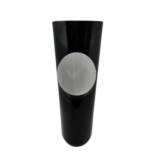 Vase noir de l'âge de l'espace de 1970S par Linea Glass. Fabriqué en Italie